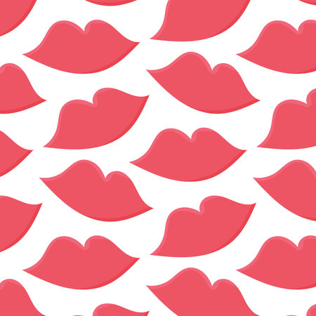 lips red kiss french france lipstick patternのイラスト素材