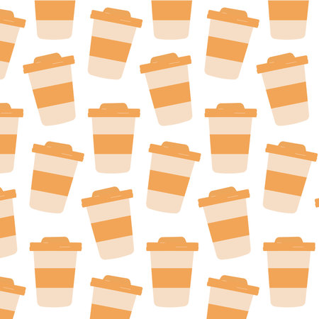 coffee paper cup eco recyclable plastic patternのイラスト素材