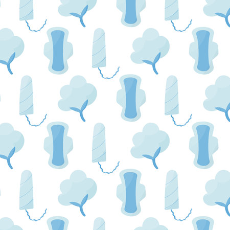 feminine hygiene tampon cotton pad pattern textile backgroundのイラスト素材