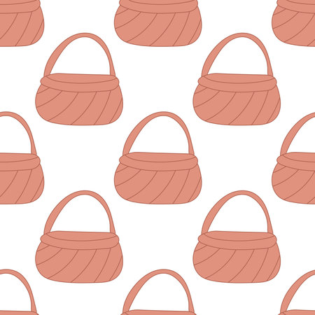 easter wicker basket hunting eggs pattern textile background vector illustrationのイラスト素材