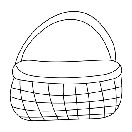 easter wicker basket hunting eggs line doodleのイラスト素材