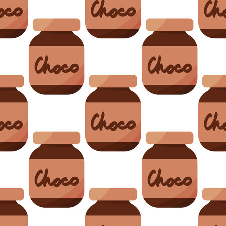 chocolate spread nutty brown sweet food patternのイラスト素材