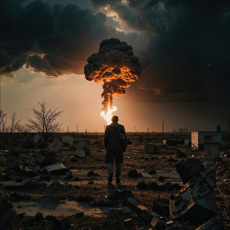 A photograph of a nuclear explosion againstの素材