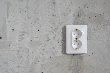 One double socket in the concrete wall. Repair. Electrician. Moving and housewarming.