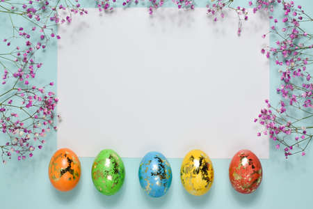 Easter. Frame their flowers and eggs. An Easter card with a copy of the place for the text. A copy...