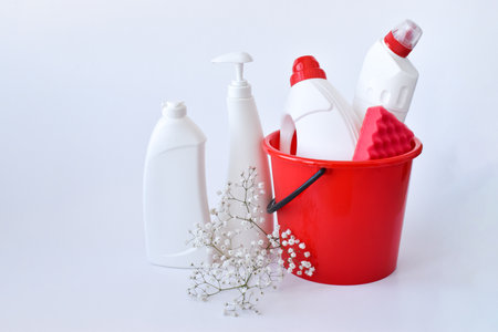 Clean bottles for detergents and cleaning products. Disinfection of the room.