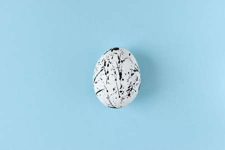 One egg in a speck on a blue background.の写真素材