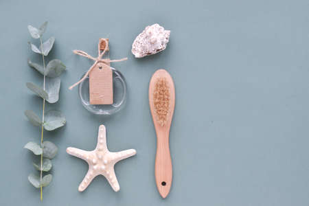 Zero waste. Body care. Eco-cosmetics. Flat layout, top view, a place to copy.
