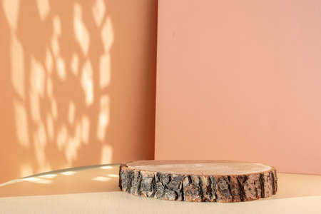 Minimal. A podium made of wood for the presentation of cosmetics and perfumes. The pedestal is made...