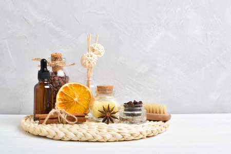 Spa treatments, massages. Natural cosmetics with a copy of the space.