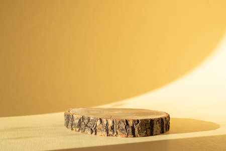 A showcase with a stage for natural products. Co-branding.の写真素材