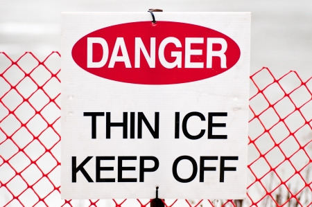 Thin Ice Danger Signの写真素材