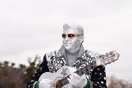 RICHMOND HILL, ONTARIO - FEB 4  An unidentified performer poses as a robot and sings at the Winter...