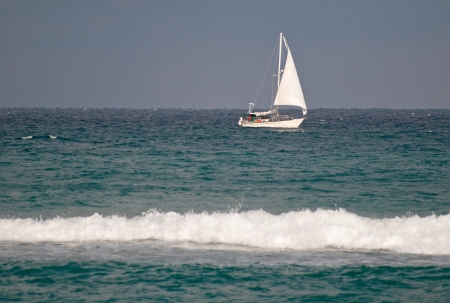 Sailboat on Atlantic Oceanの写真素材
