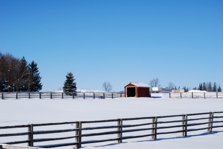 Red Shed In WInterの写真素材