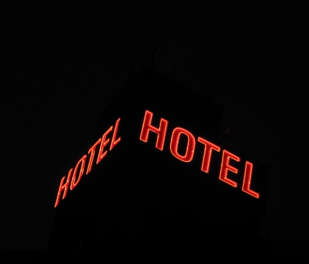 Neon Hotel Signの写真素材