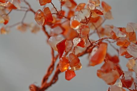 Close up of the tree made of copper wireの写真素材