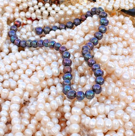 Close up of the different pearl beads