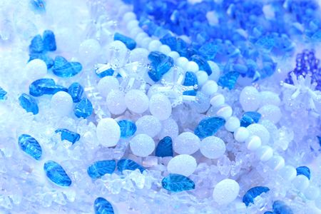 Close up of the blue christmas decorationsの写真素材