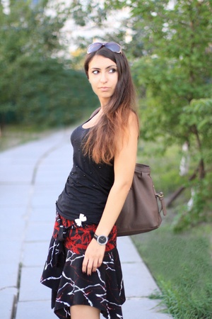 Glare of the beautiful young woman.の写真素材