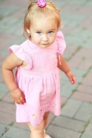 Portrait of little pretty toddler girlの写真素材