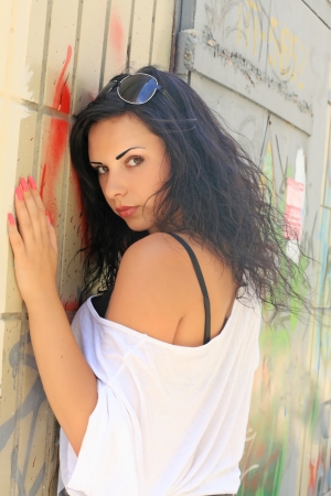 Summer portrait of the beautiful young womanの写真素材