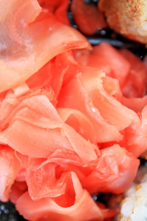 Close up of the marinated ginger for sushiの写真素材