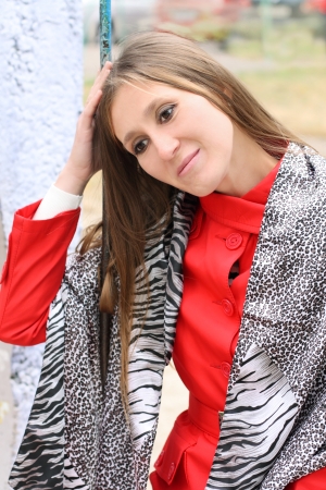 Portrait of the calm positive womanの写真素材