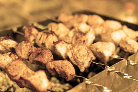 Close up of the shish kebab. Shashlikの写真素材