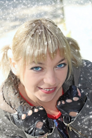 Portrait of the blonde girl. Mischievous mood.の写真素材