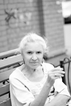 Outdoors portrait of the old ladyの写真素材