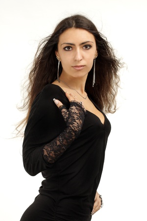 Studio portrait of the brunette gorgeous girlの写真素材