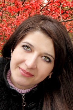 Portrait of the young beautiful brunette woman. Springの写真素材