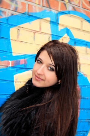 Portrait of the young beautiful brunette woman の写真素材