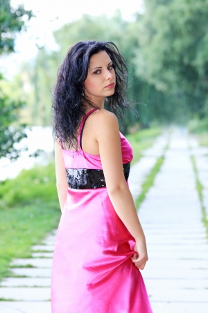 Portrait of the brunette gorgeous woman  Outdoors の写真素材