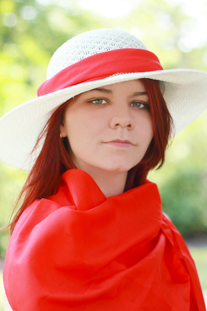 Lady in redの写真素材