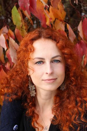 Portrait of the beautiful lady. Colors of the autumnの写真素材