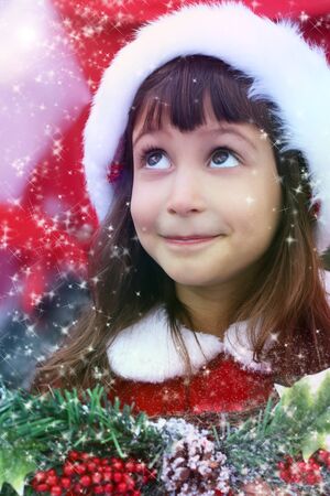 Portrait of lovely girl. Smile. Winter.の写真素材