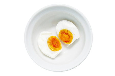 Salted egg in Bowl isolate on white backgroundの写真素材