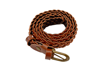 Leather belt isolate on white backgroundの写真素材