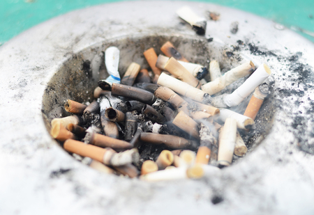 Cigarettes butt in ashtrayの写真素材