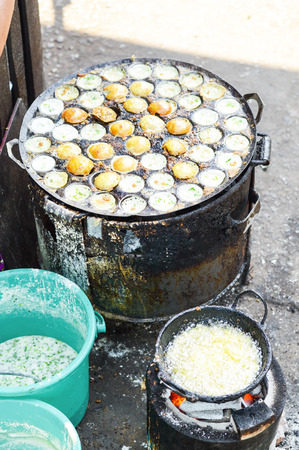 "Mont Lin Ma Yar" snack in Myanmar, traditional Burmese street food in Yangon, Burma (cake of wife and husband).の写真素材