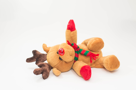 Reindeer doll on white background.の写真素材