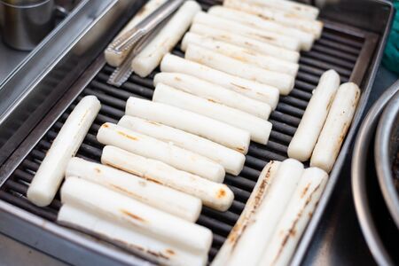 Korean bar rice cake grilled. Korean traditional food.