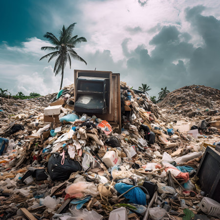 a large dump of rubbish and unrecycled waste. environmental protection concept.generated by AIの素材