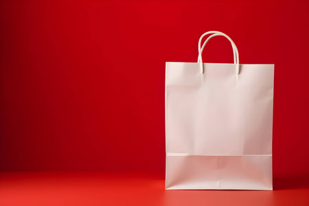 shopping bag on the red background. sale. Black Friday. Cyber Monday. AI generatedの素材