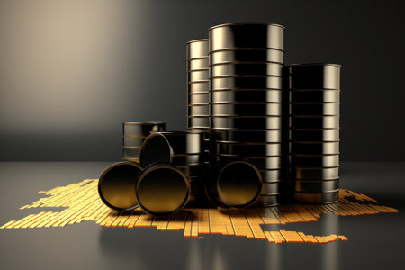 infographics of price and production growth.black barrels of oil.generated by ai.の素材