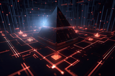 3d abstract geometric background data pyramid generated by ai. high quality photoの素材