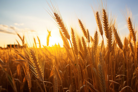 spikelets of wheat in the field.concept of increasing the wheat harvest, grain exports, price growthの素材