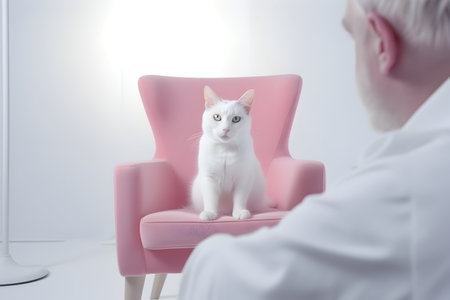a white cat at a psychologists appointmentの素材